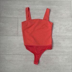 Lulu's Bodysuit Tank Wide Strap Coral Pink Thong-cut Small Snap Crotch Fitted